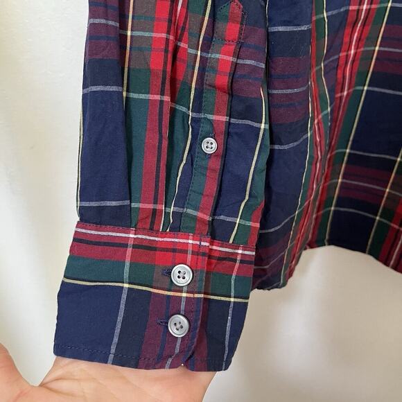 J Crew Women's Cotton Plaid Tartan Button Shirt Size L Red Christmas Holiday - Picture 4 of 6